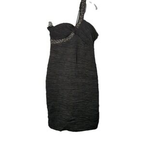 NWT Daisy Women's Size XXXL Black One Shoulder Scrunchy Sequins Beaded Dress 163